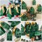 Wrapables Festive Christmas House Shaped Gift Boxes with Ribbons for Weddings, Housewarming, Cookies, Candies, Treats, Party Favors (Set of 10), Green